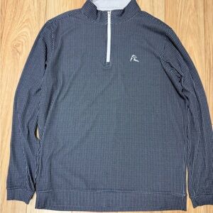 Rhoback Navy and White Zip-Up Sweater